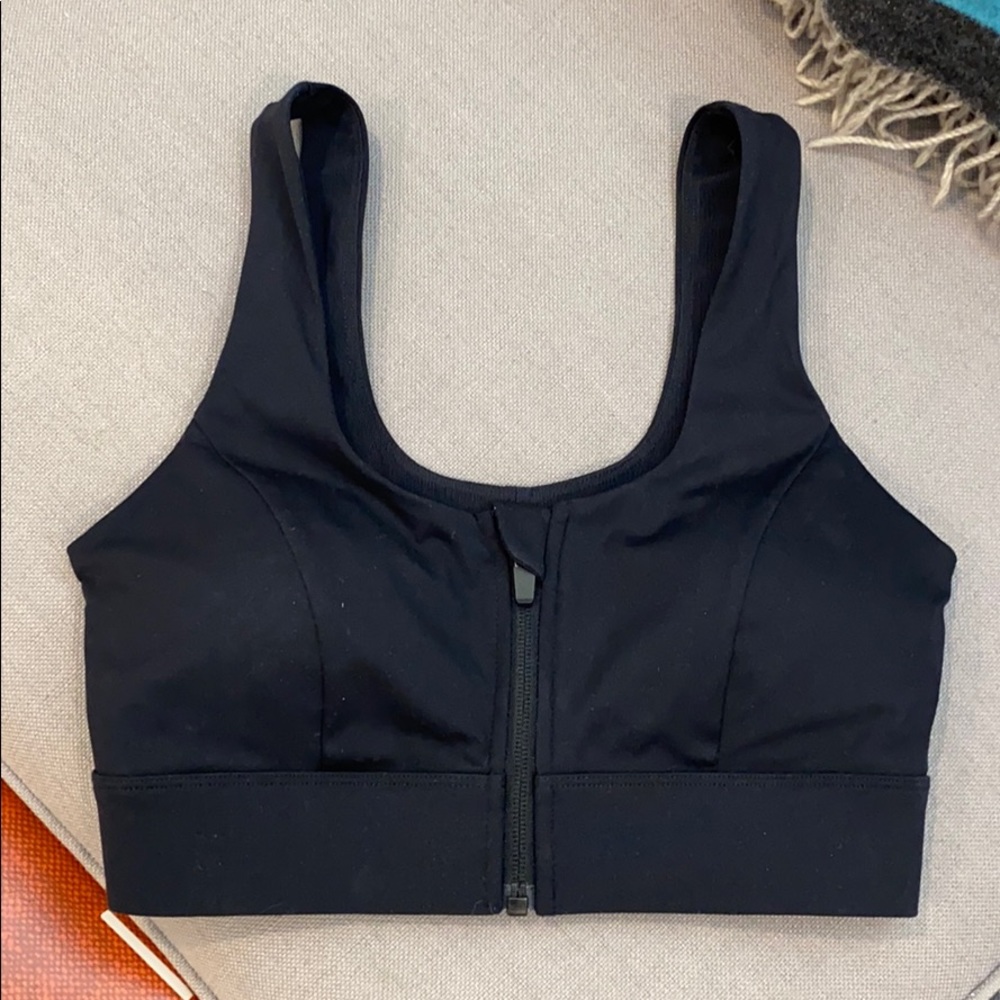 All Access Black Lined Zip Up Sports Bra